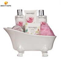 China factory design beautiful ceramic luxurious personal care body spa bath cleaning gift set in bathtub